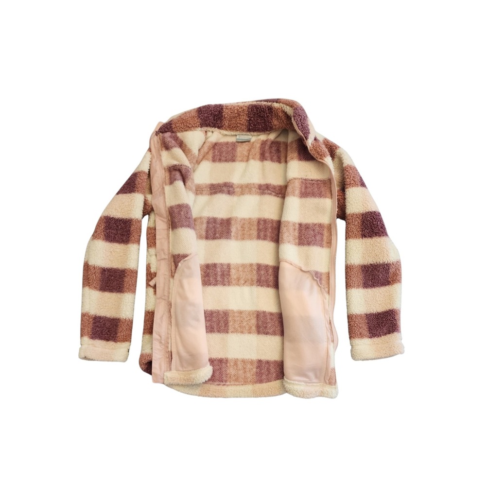 Columbia Benton Springs Womens Medium Purple Pink Check Full Zip Fleece - Picture 2 of 12